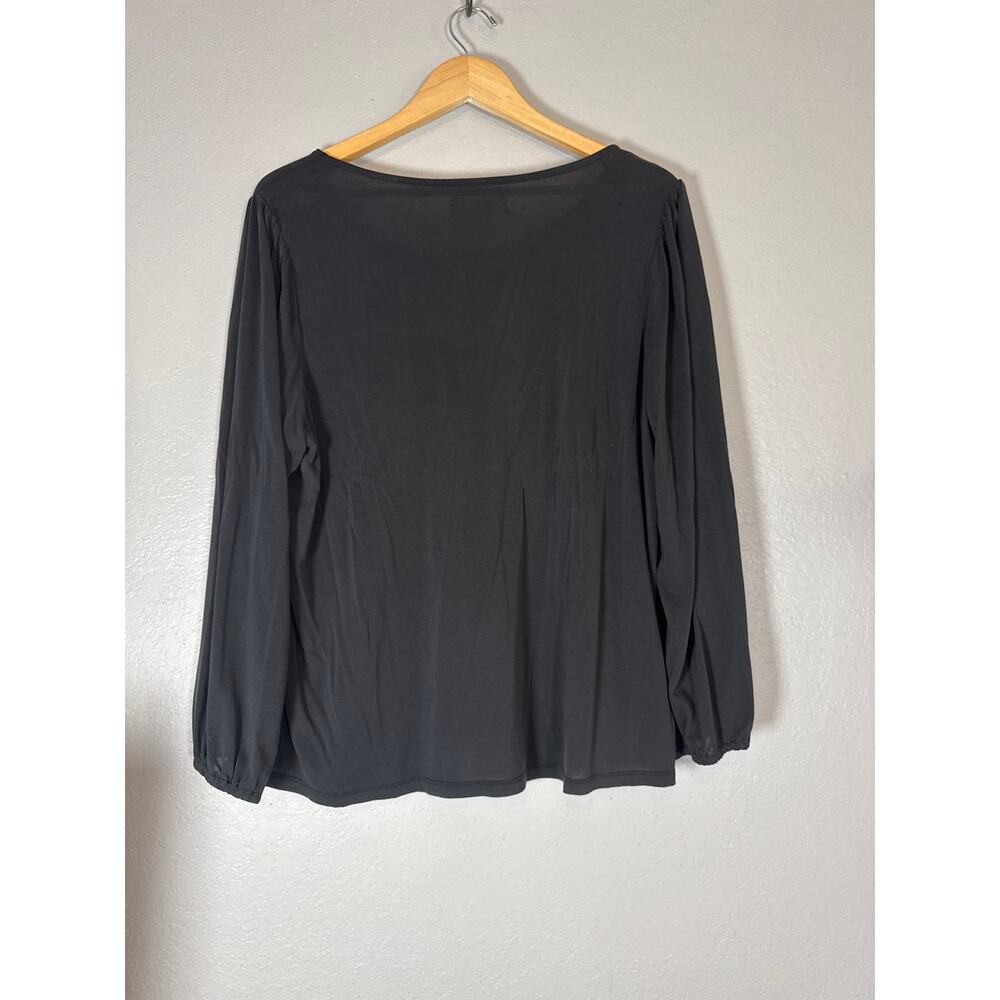 Lucky Brand Boho Sandwash XL Tops 2 Items Blue Black Relaxed Fit Blouson Sleeves - Picture 4 of 12